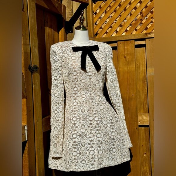 🆕 BRONX & BANCO 🧿 NWOT Courtney Long Sleeve White Lace Mini Dress - Size XL/10 - Picture 4 of 16